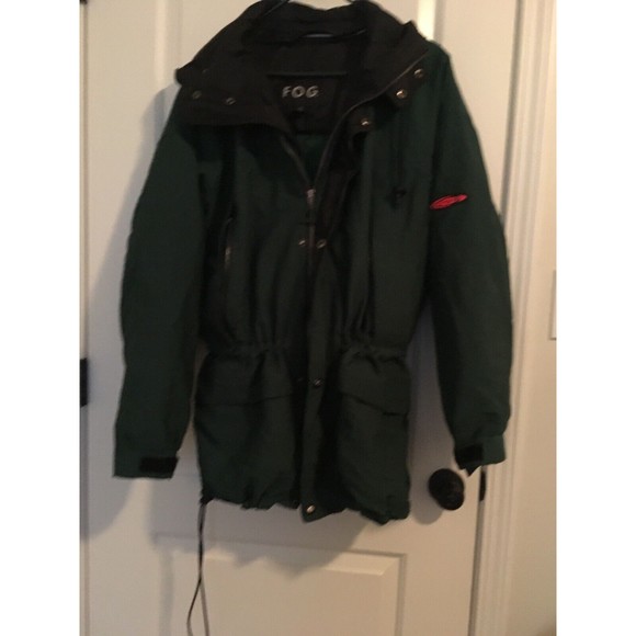London Fog Men's Parka Coat Jacket Zip Snap Size Medium Green Black